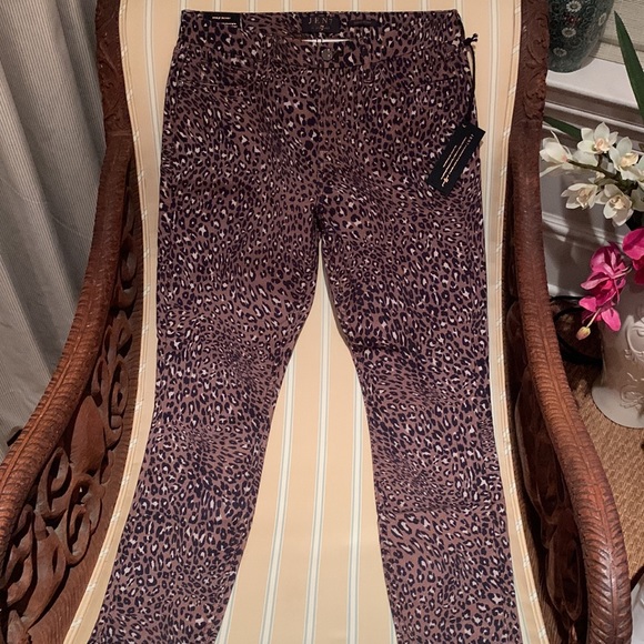 JEN 7 FOR ALL MANKIND SPECIAL DYED ANKLE SKINNY JEANS LUXE LEOPARD PRINT 8 /10 - Picture 7 of 16
